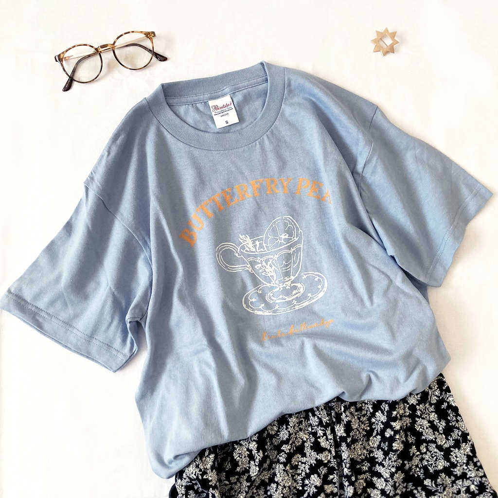 【9月下旬発送】ButterflyPea Tシャツ(ブルー)|バタフライピー半袖〔紅茶シリーズ〕