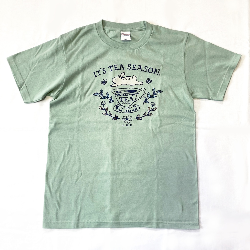 【5月下旬発送】Rabbit Tea Tシャツ(ミント)|うさぎ〔動物シリーズ〕