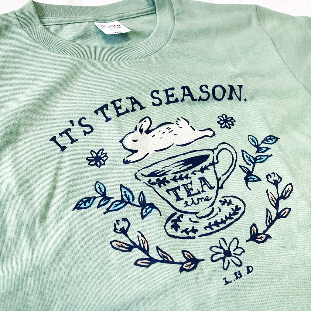 【5月下旬発送】Rabbit Tea Tシャツ(ミント)|うさぎ〔動物シリーズ〕