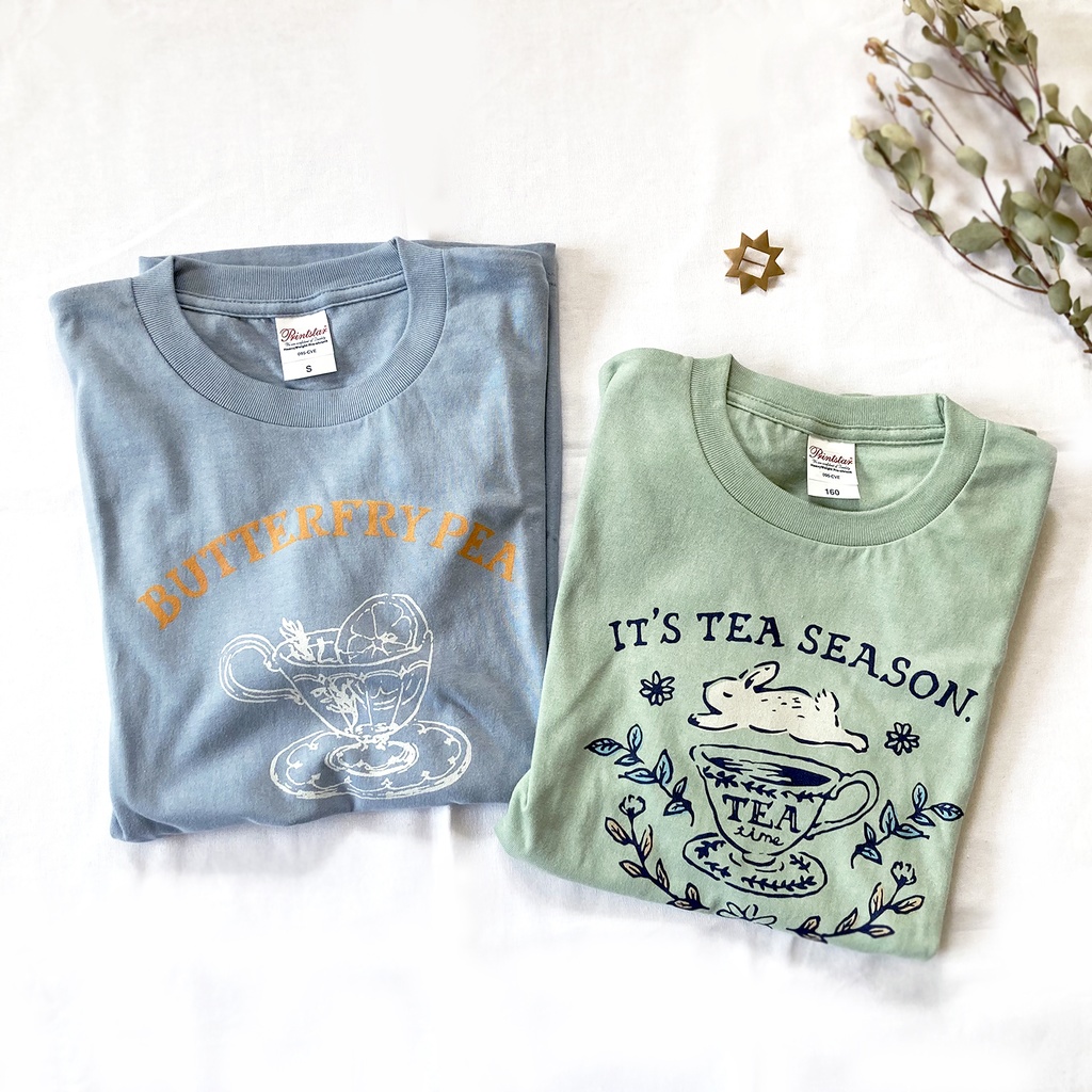 【5月下旬発送】Rabbit Tea Tシャツ(ミント)|うさぎ〔動物シリーズ〕