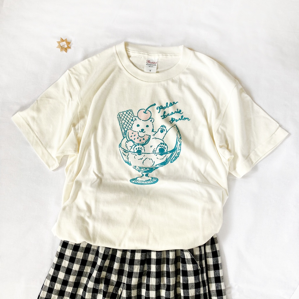【7月中旬発送】白くまアイスTシャツ〔動物シリーズ〕