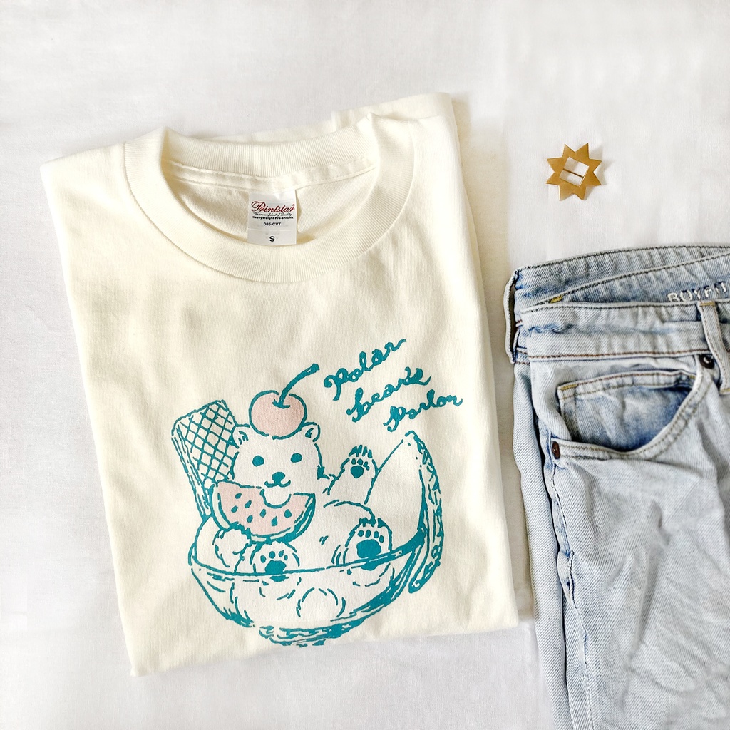 【7月中旬発送】白くまアイスTシャツ〔動物シリーズ〕