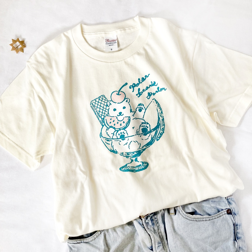【９月下旬発送】白くまアイスTシャツ〔動物シリーズ〕