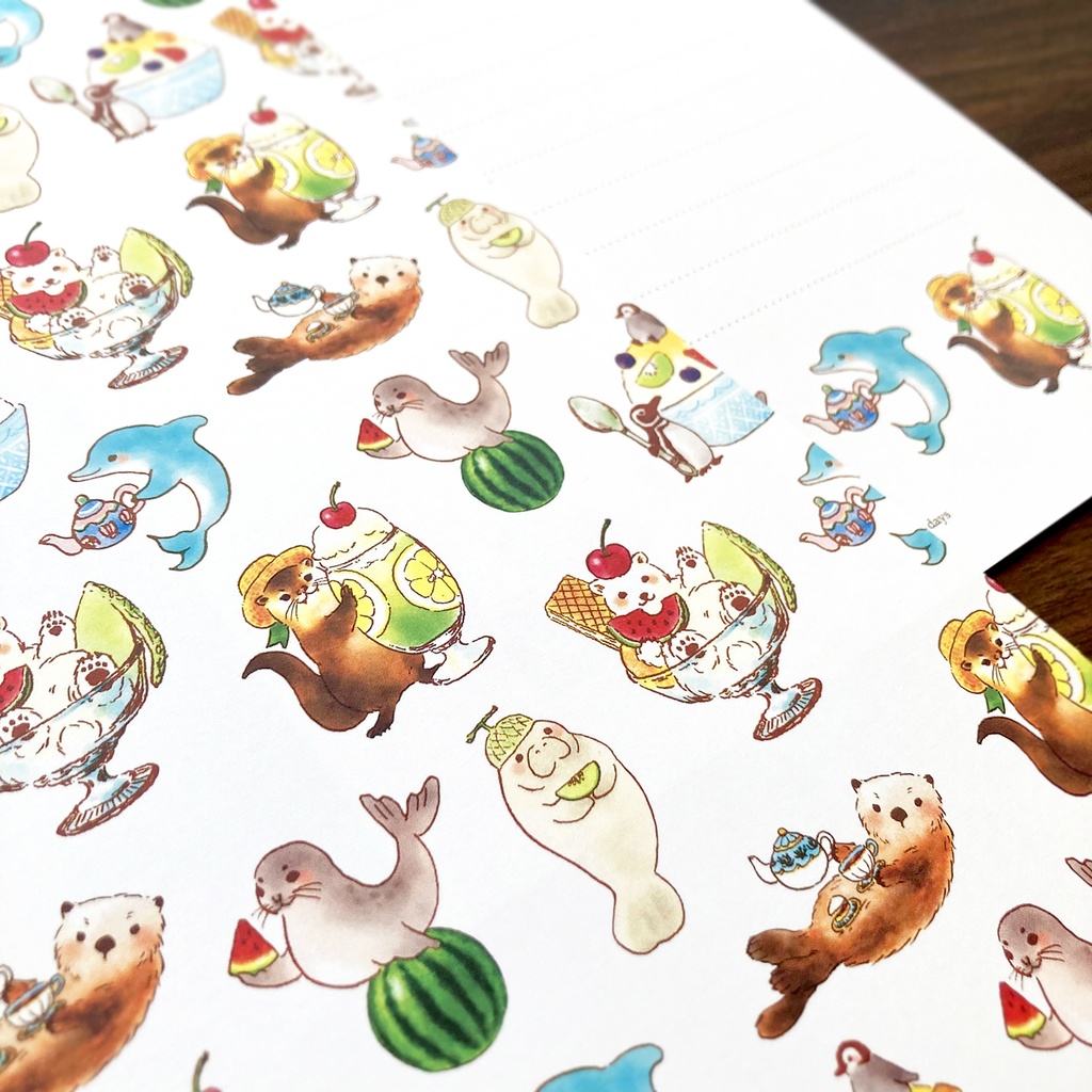 Letterset "Sea animals"|レターセット 水族館の動物たち