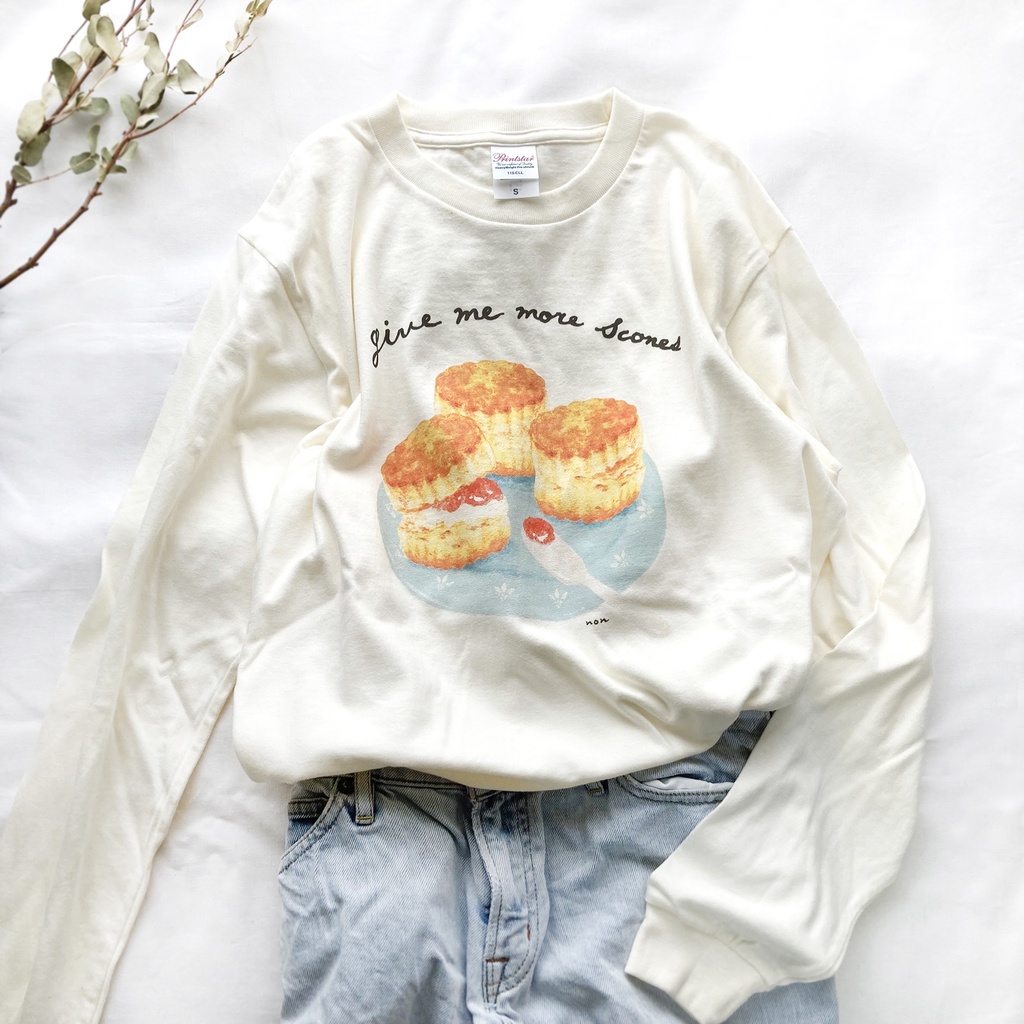 【11末発送】スコーン ロンT(クリーム)|長袖Tシャツ〔紅茶シリーズ〕
