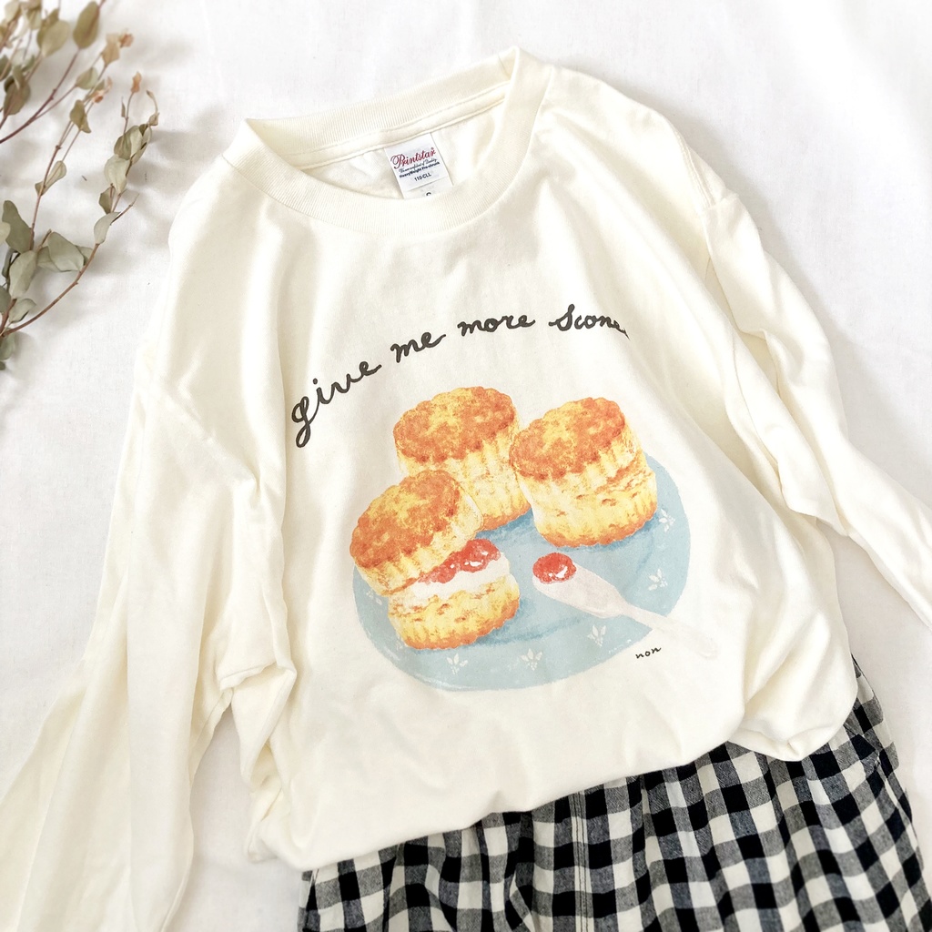 【10月下旬発送】スコーン ロンＴ（クリーム）｜長袖Tシャツ〔紅茶シリーズ〕