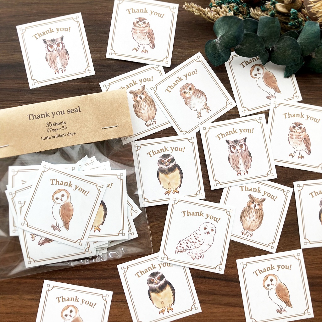 Thank you seal "Owls"【フクロウシール35枚】