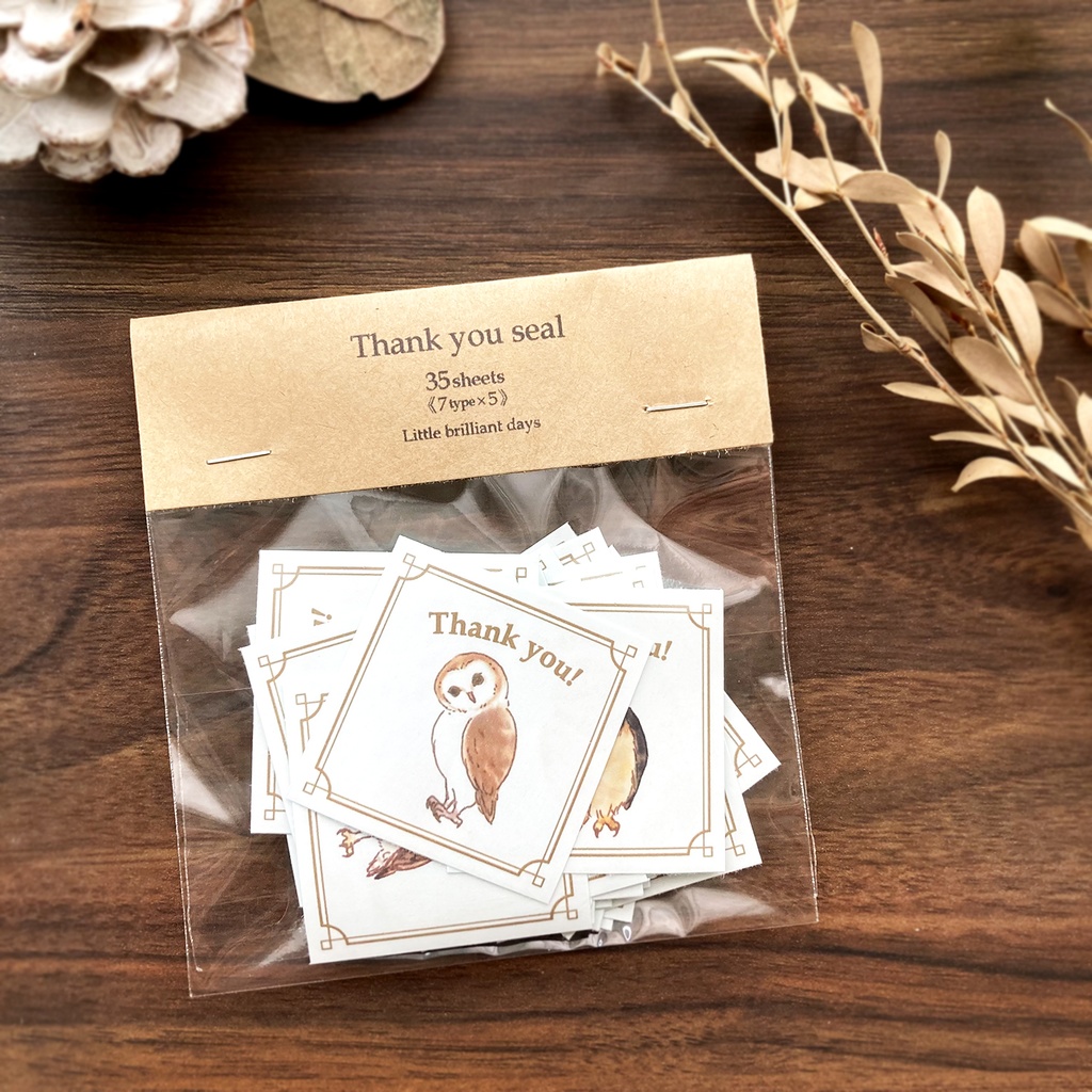 Thank you seal "Owls"【フクロウシール35枚】