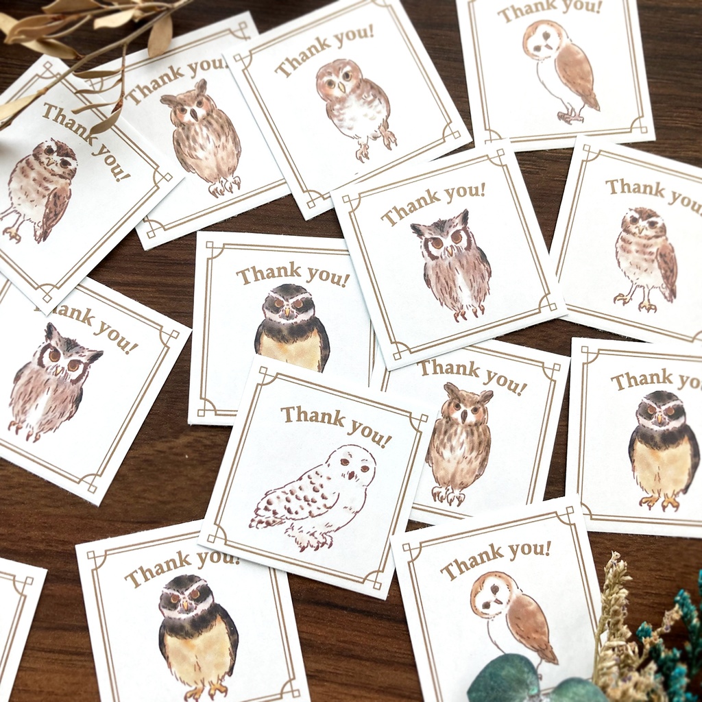 Thank you seal "Owls"【フクロウシール35枚】