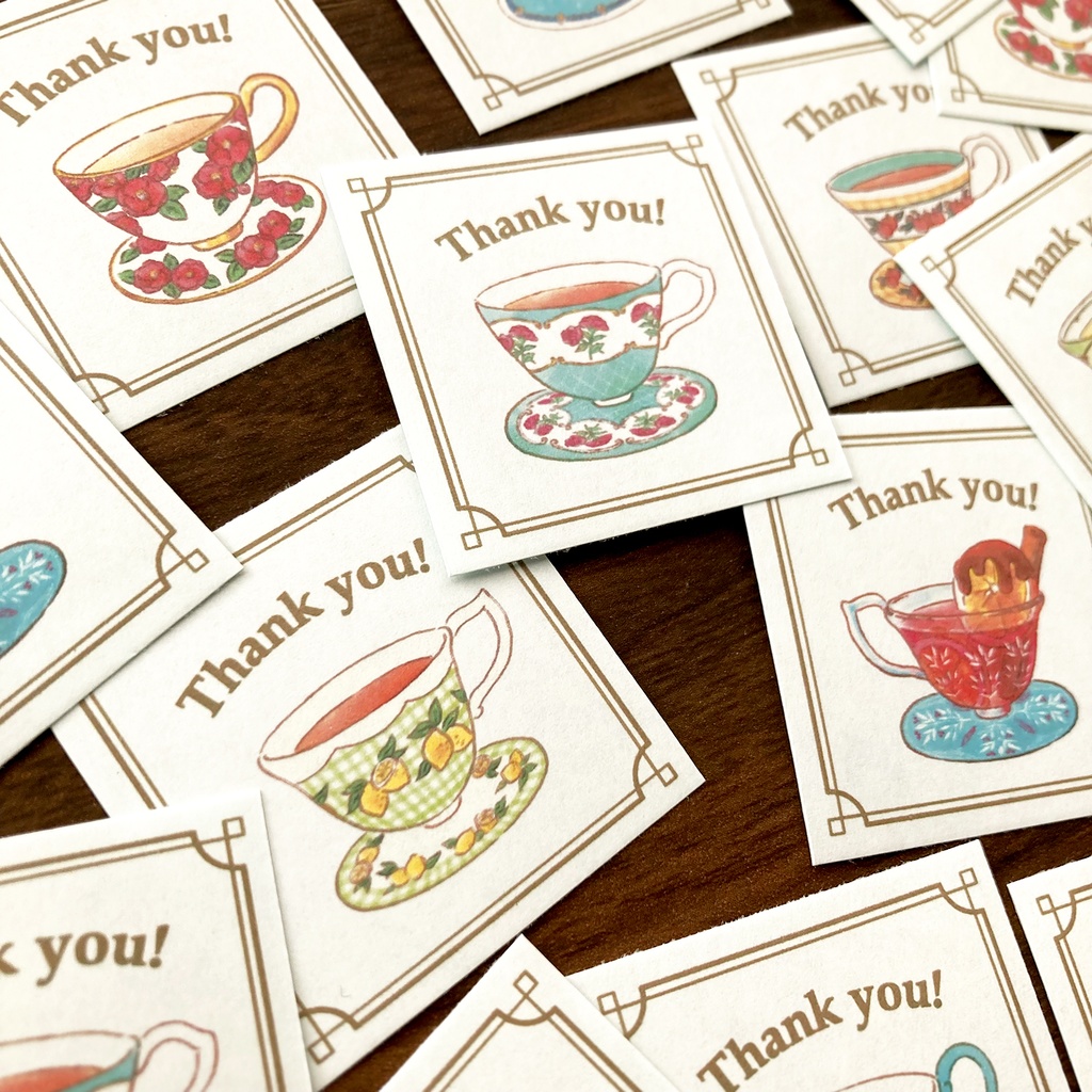 Thank you seal "Teacup"【ティーカップシール35枚】