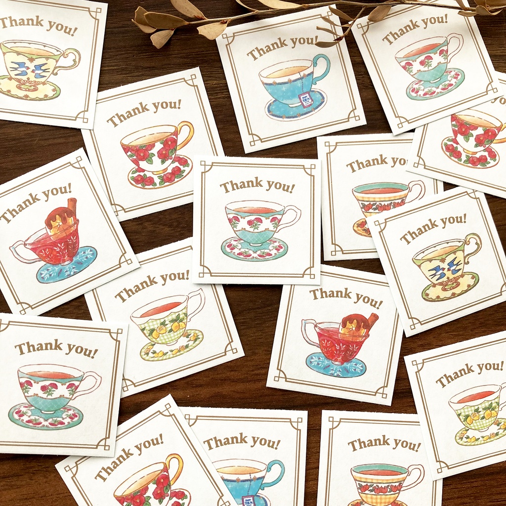 Thank you seal "Teacup"【ティーカップシール35枚】