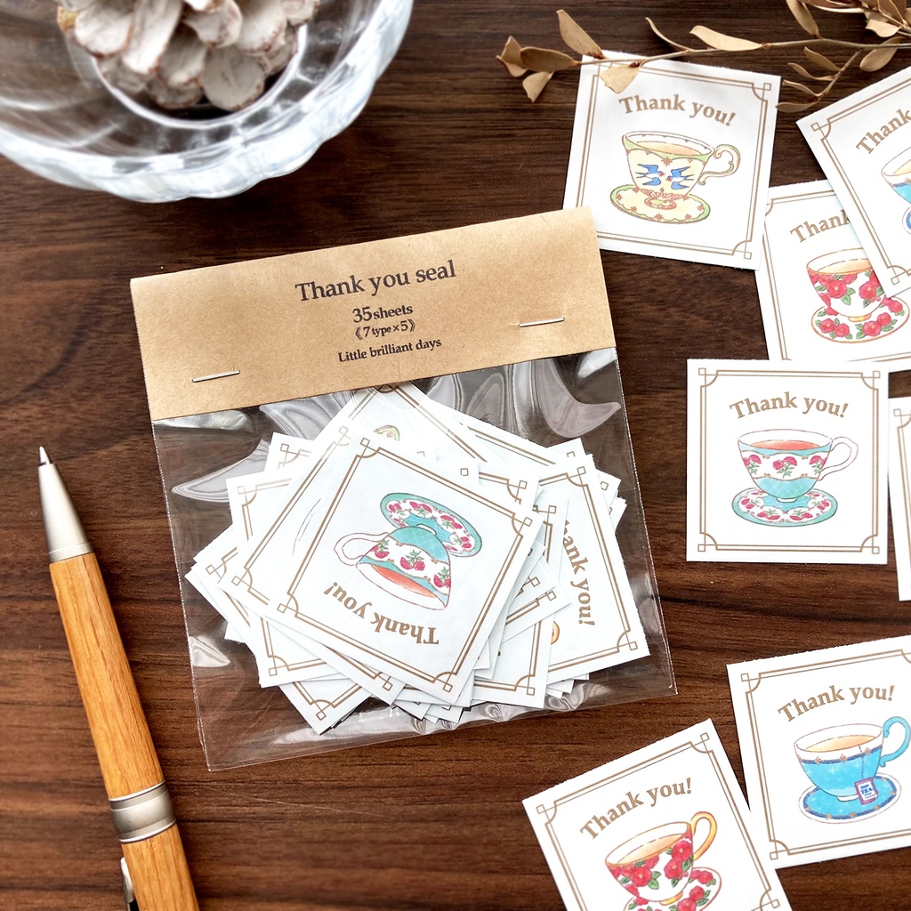 Thank you seal "Teacup"【ティーカップシール35枚】