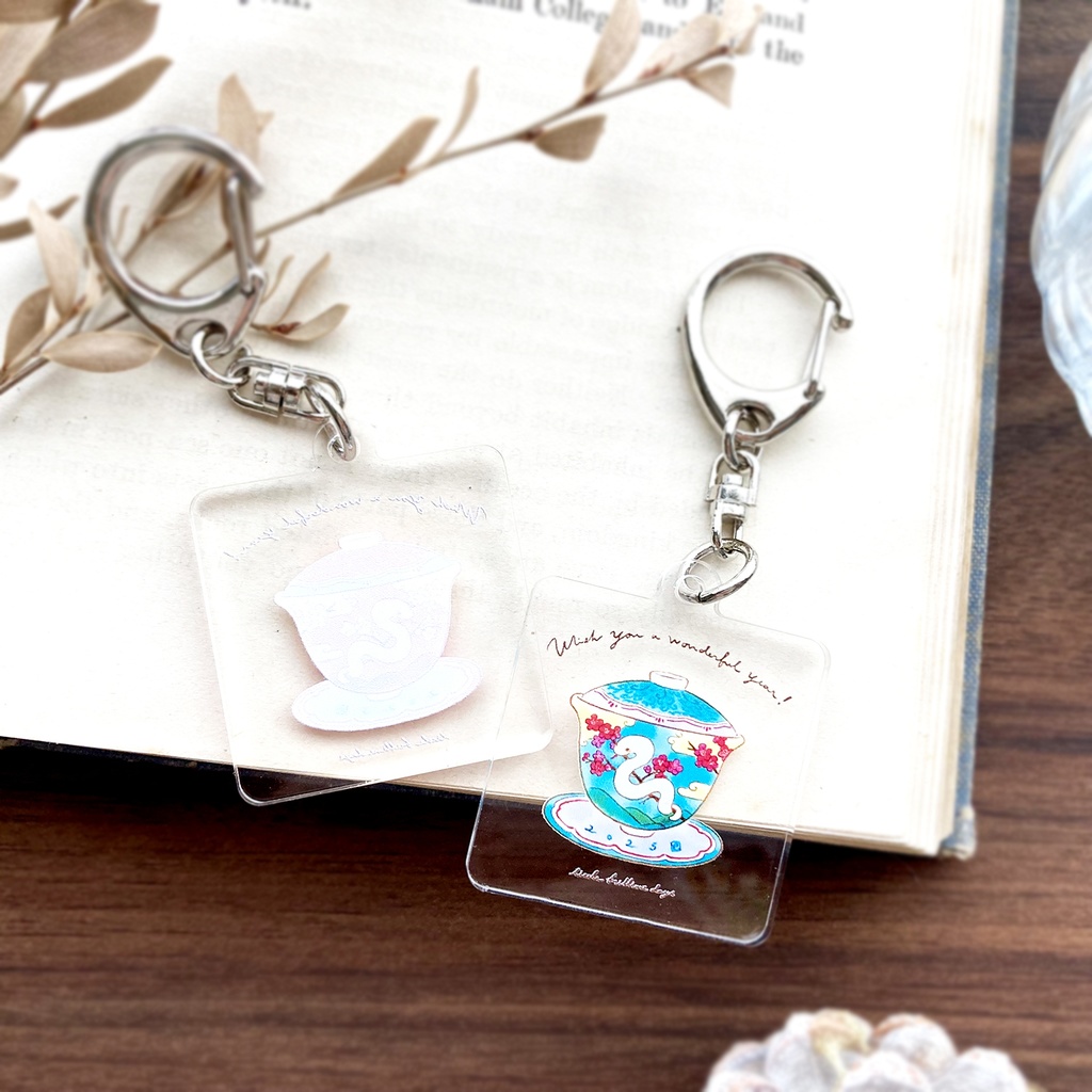 【受注制作】 白蛇茶器アクリルキーホルダー