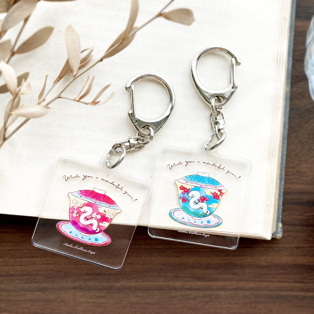 【受注制作】 白蛇茶器アクリルキーホルダー