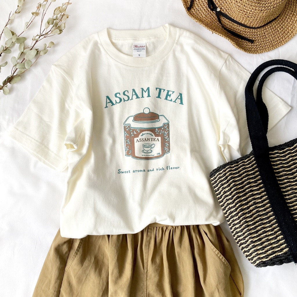 【7月中旬発送】アッサムTシャツ(クリーム)《Tea-shirt》|紅茶