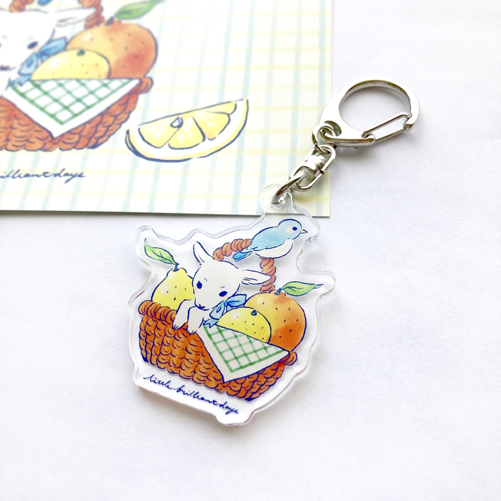 【受注制作】やぎ&小鳥フルーツバスケット アクリルキーホルダー