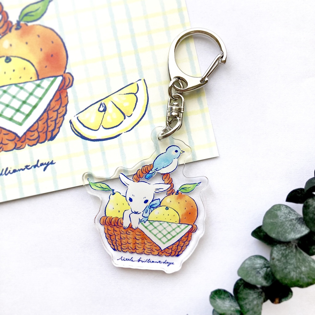 【受注制作】やぎ&小鳥フルーツバスケット アクリルキーホルダー