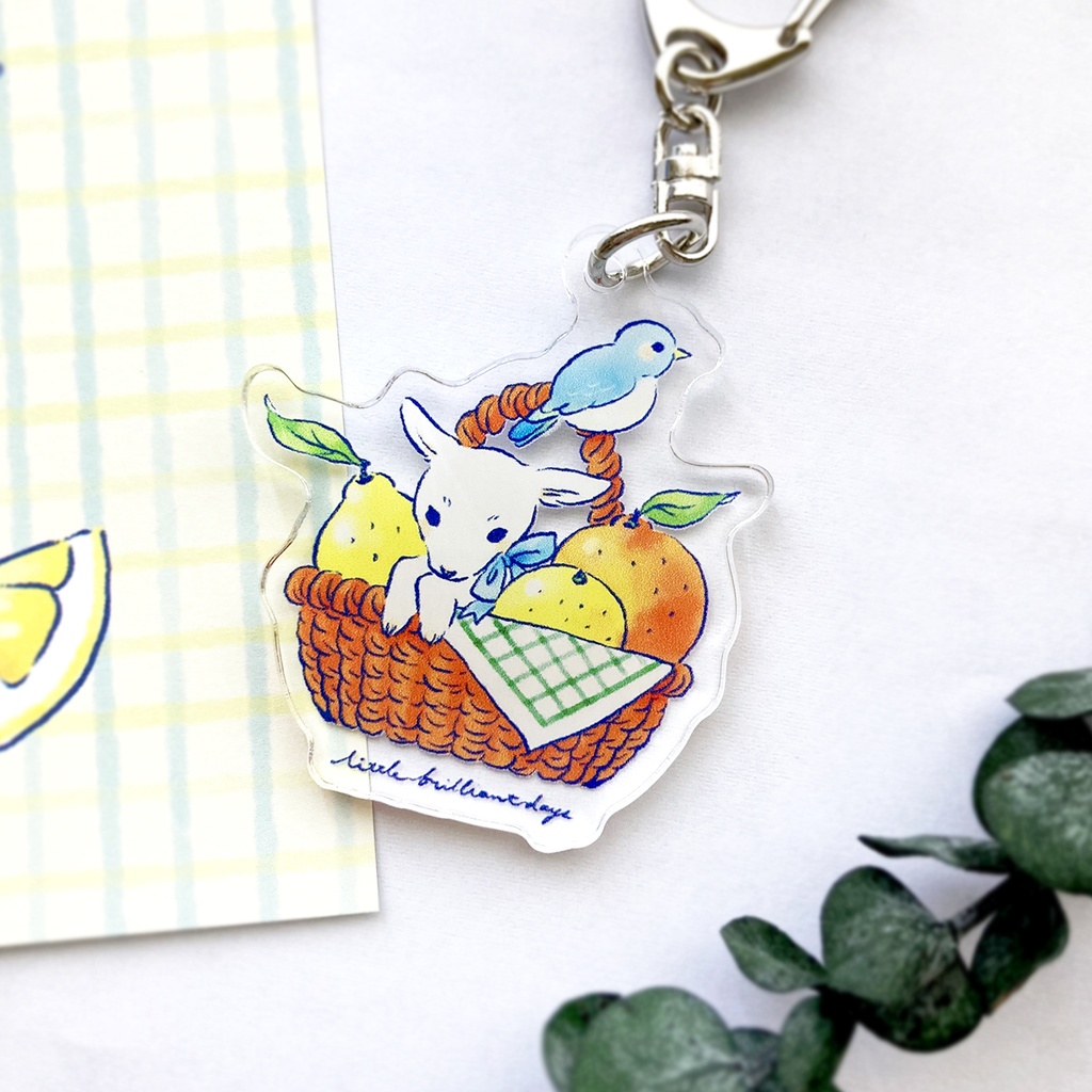 【受注制作】やぎ&小鳥フルーツバスケット アクリルキーホルダー