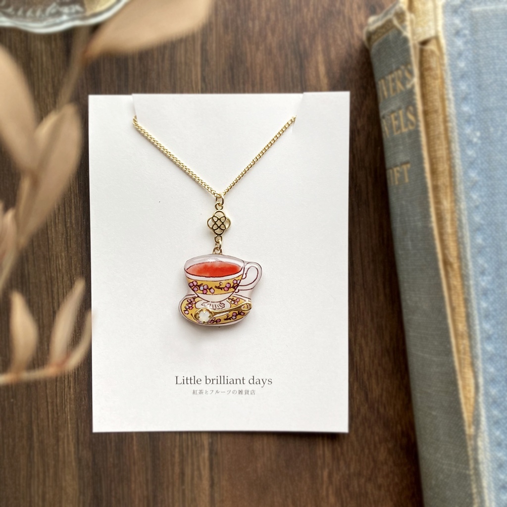 Teacup necklace(yellow)|イエローティーカップネックレス〔紅茶〕