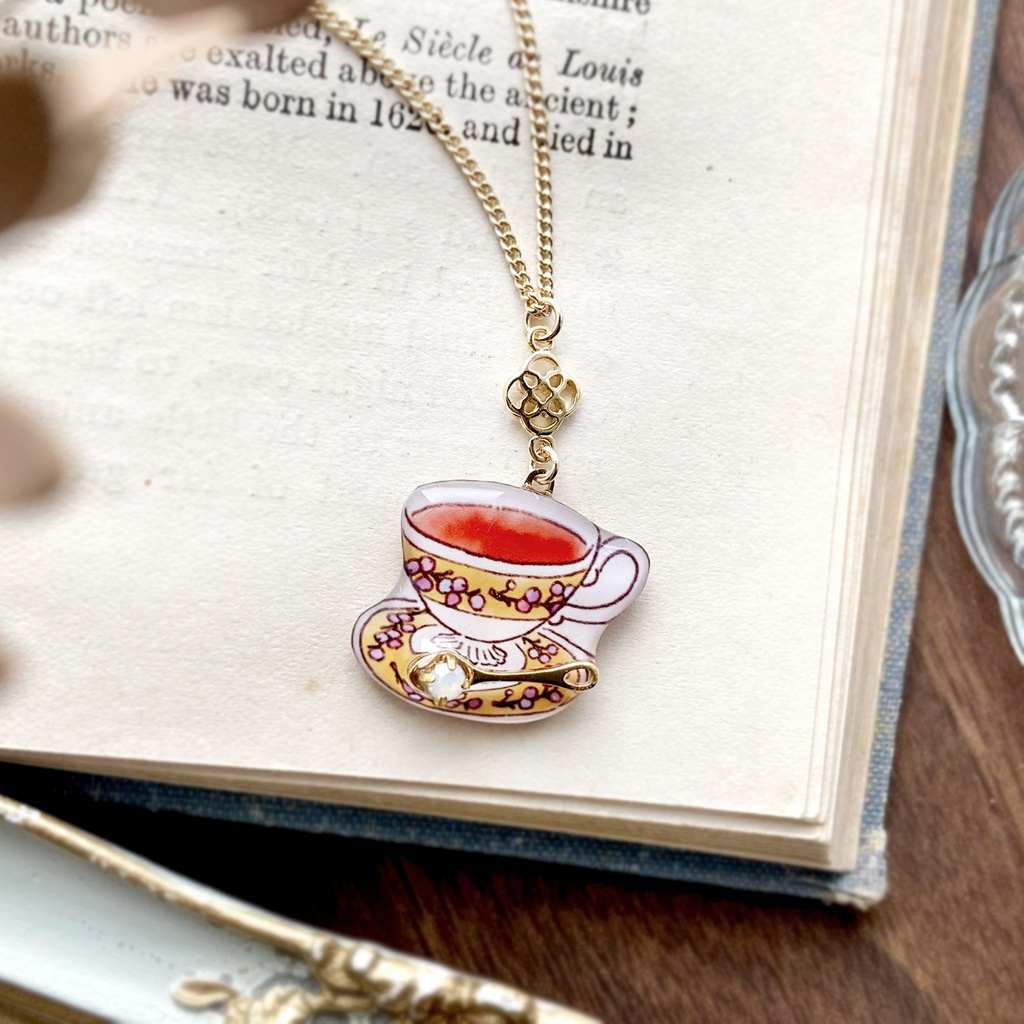 Teacup necklace(yellow)|イエローティーカップネックレス〔紅茶〕