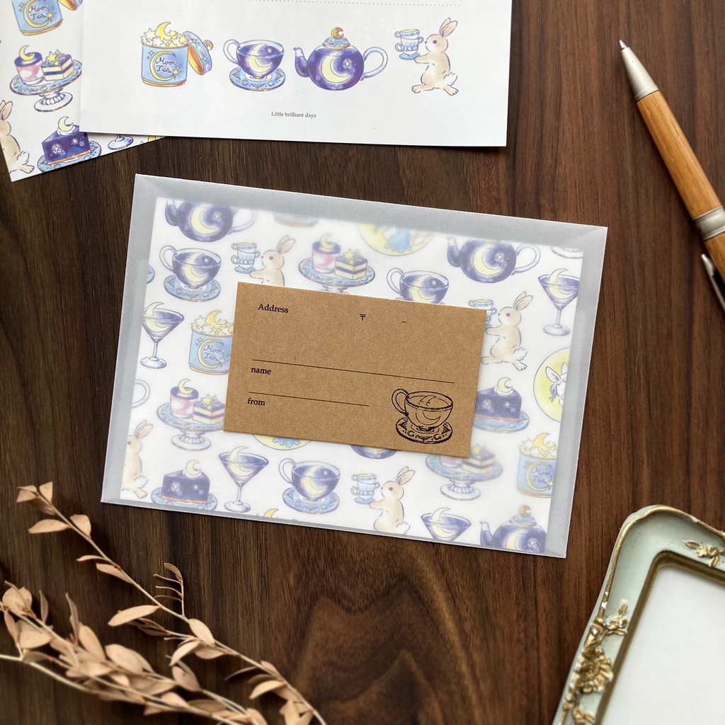 Letterset ”MoonTea”|夜空のお月様とうさぎのお茶会レターセット