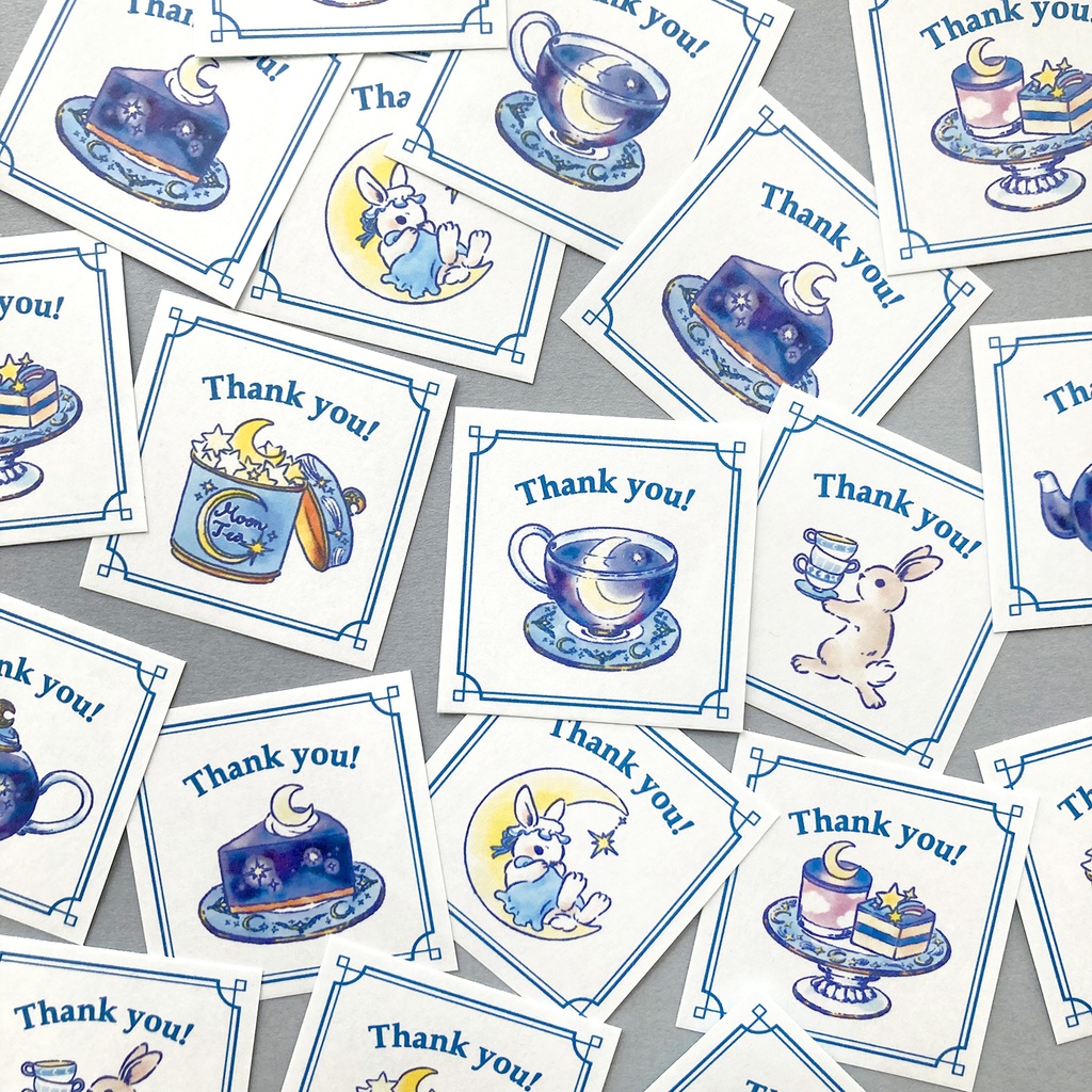 Thank you seal "MoonTea"【シール35枚入り】夜空のお月様の紅茶