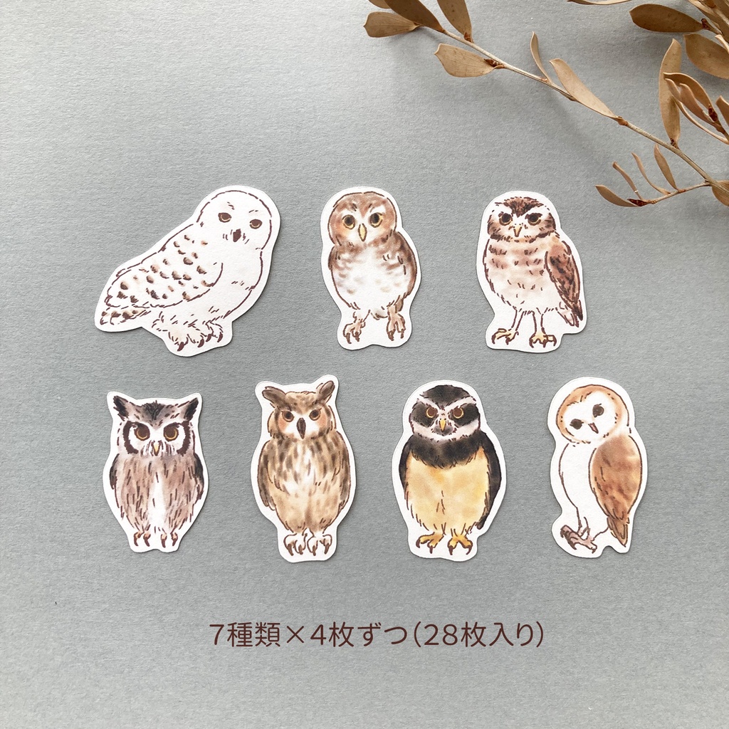 Owlフレークシール|フクロウ【32枚入】