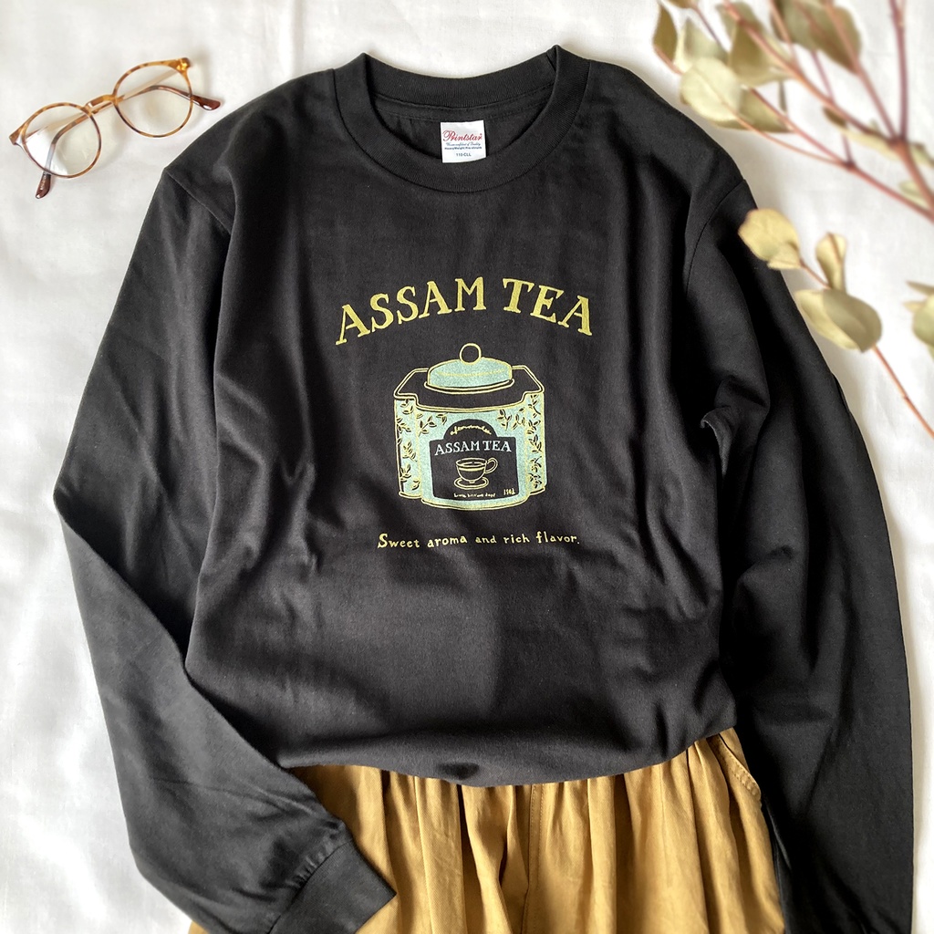 【12月上旬発送】アッサム ロンT(黒)|長袖Tシャツ〔紅茶シリーズ〕