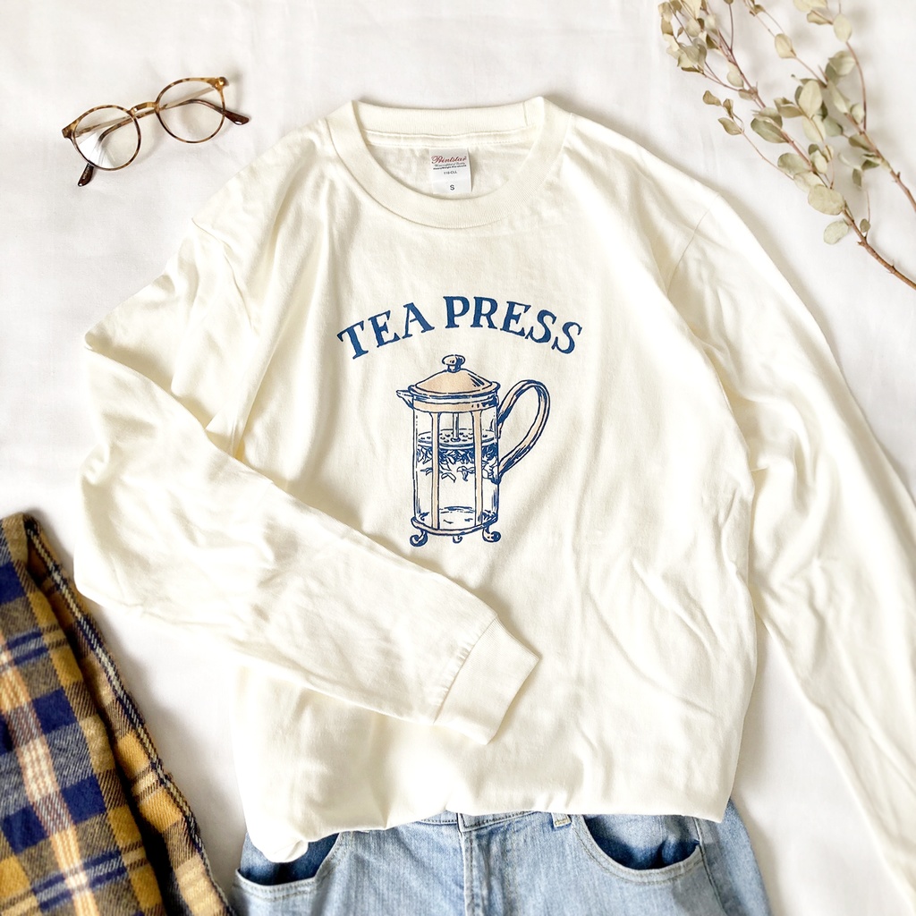【11月中旬発送】TeaPressロンT(クリーム)|長袖Tシャツ〔紅茶シリーズ〕