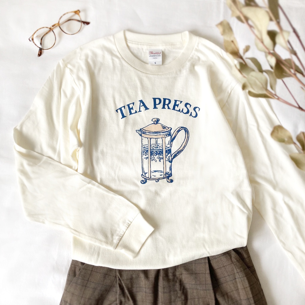 【12月上旬発送】TeaPressロンT(クリーム)|長袖Tシャツ〔紅茶シリーズ〕