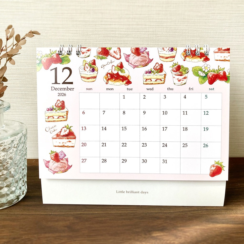 2026年 卓上カレンダー【紅茶とフルーツと動物】