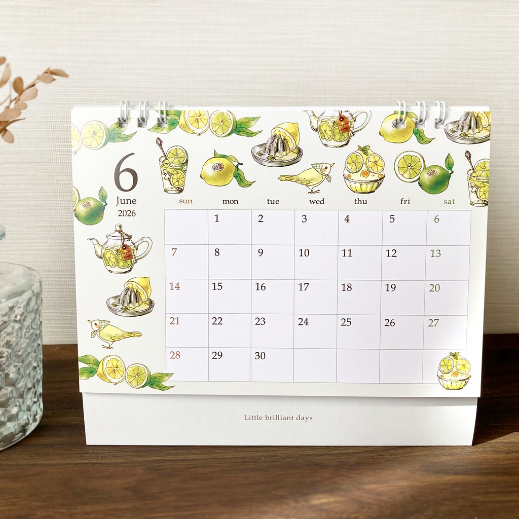 2026年 卓上カレンダー【紅茶とフルーツと動物】