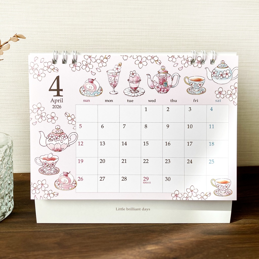 2026年 卓上カレンダー【紅茶とフルーツと動物】