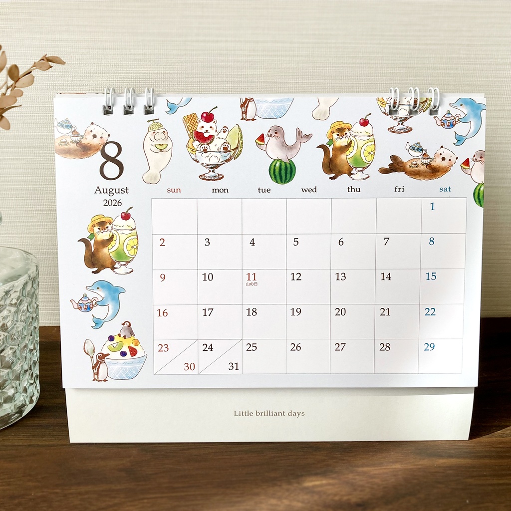 2026年 卓上カレンダー【紅茶とフルーツと動物】