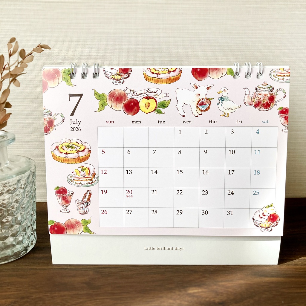 2026年 卓上カレンダー【紅茶とフルーツと動物】