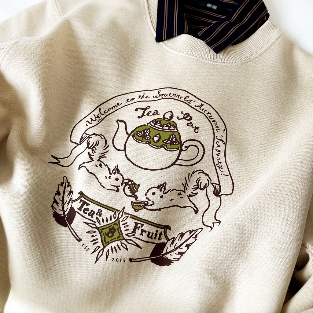 【12月中旬発送】りすの裏起毛スウェット(ナッツベージュ)|長袖