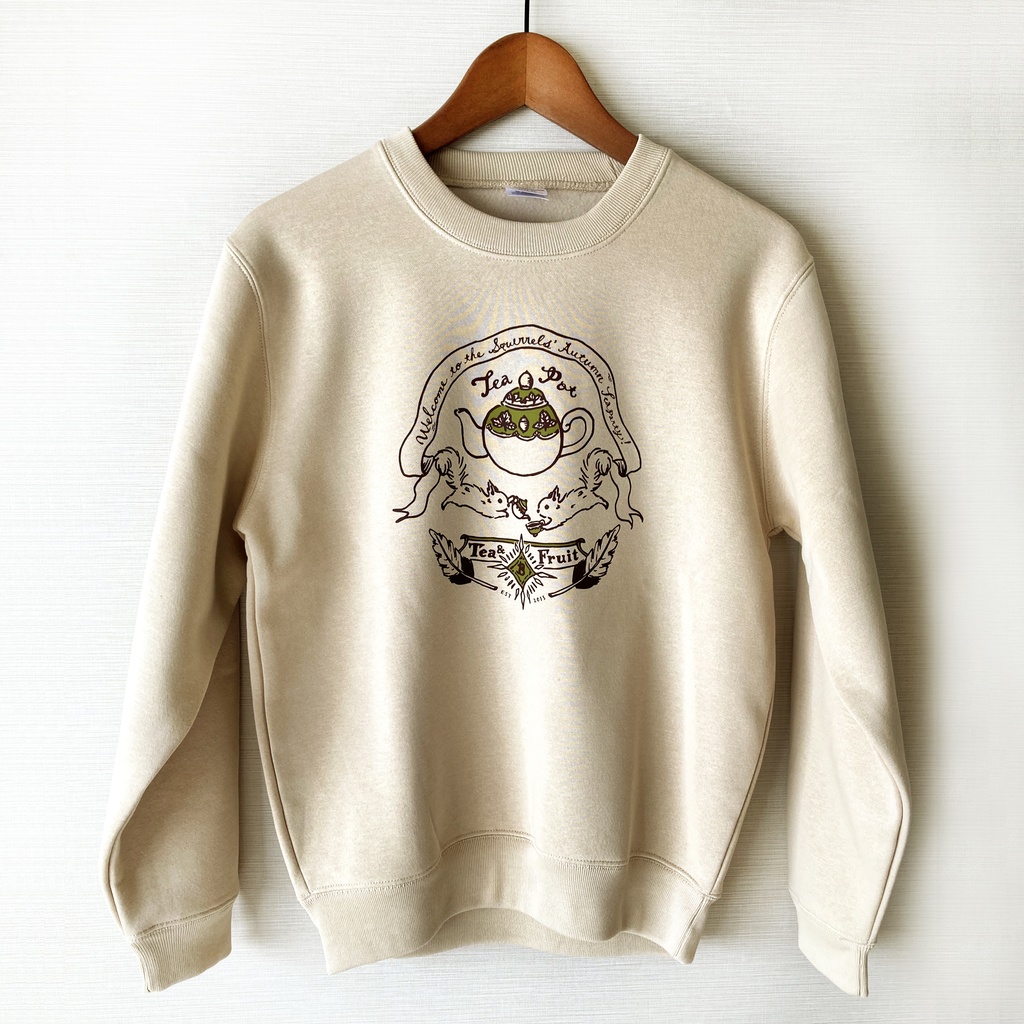 【12月中旬発送】りすの裏起毛スウェット(ナッツベージュ)|長袖