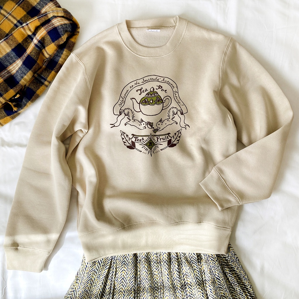 【12月中旬発送】りすの裏起毛スウェット（ナッツベージュ）｜長袖