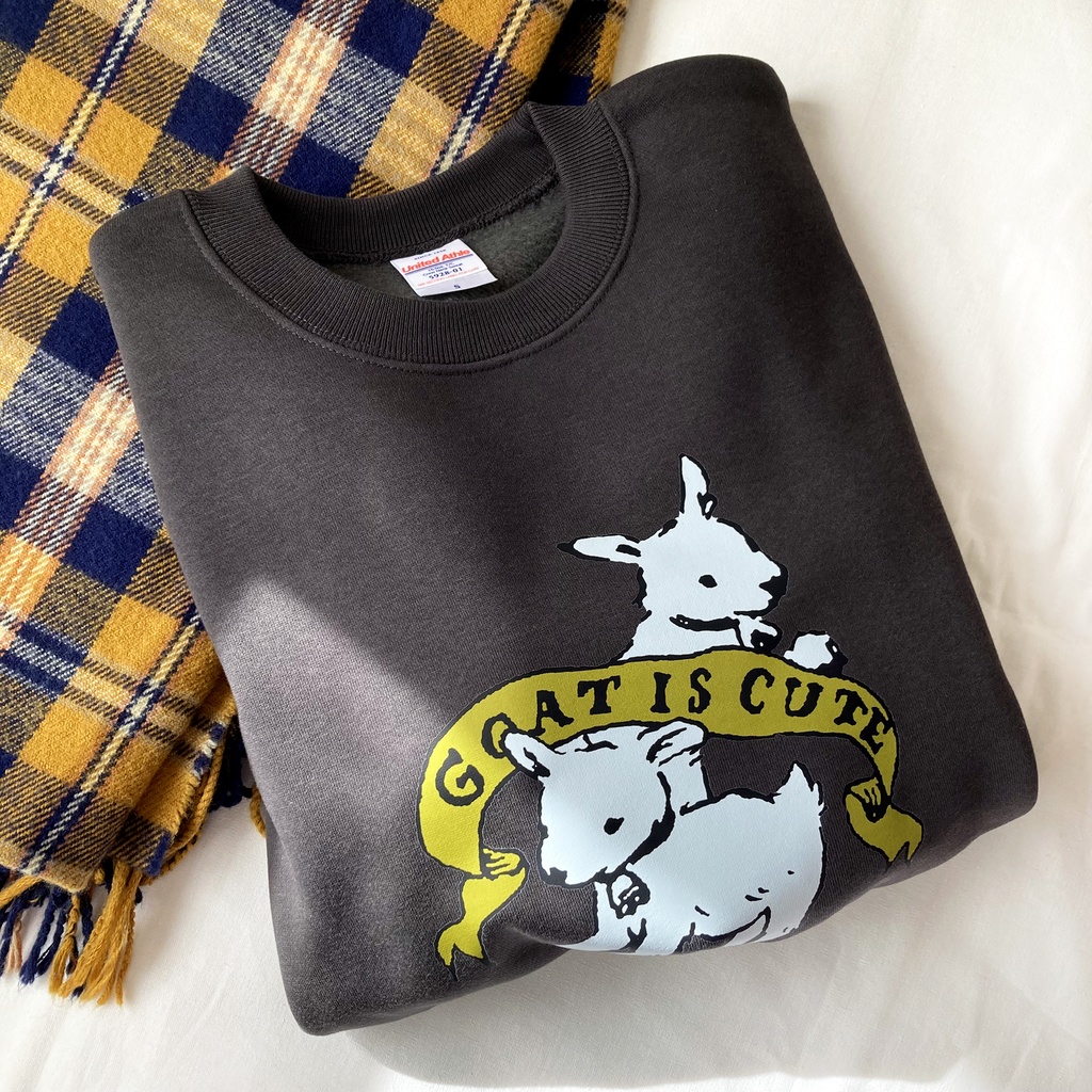 【12月中旬発送】子ヤギ裏起毛スウェット(スモークブラック)|長袖