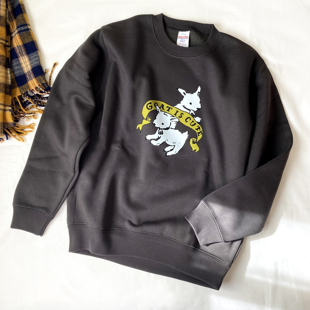 【12月中旬発送】子ヤギ裏起毛スウェット(スモークブラック)|長袖