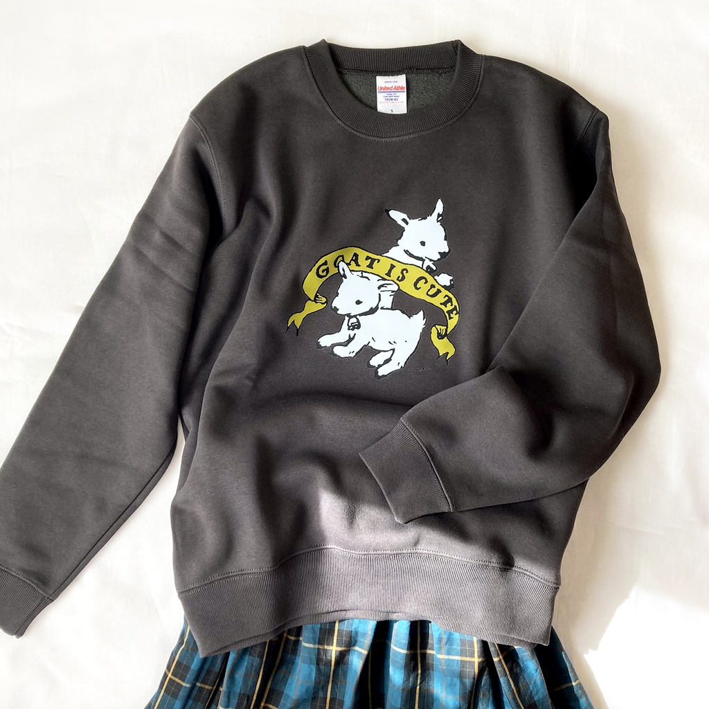 【12月中旬発送】子ヤギ裏起毛スウェット(スモークブラック)|長袖