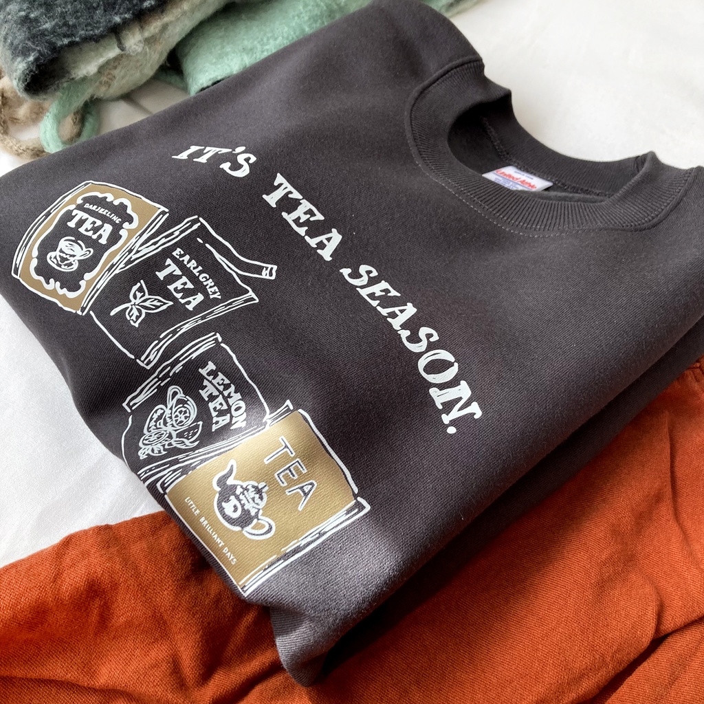 【12月中旬発送】ティーバッグ裏起毛スウェット(スモークブラック)|長袖