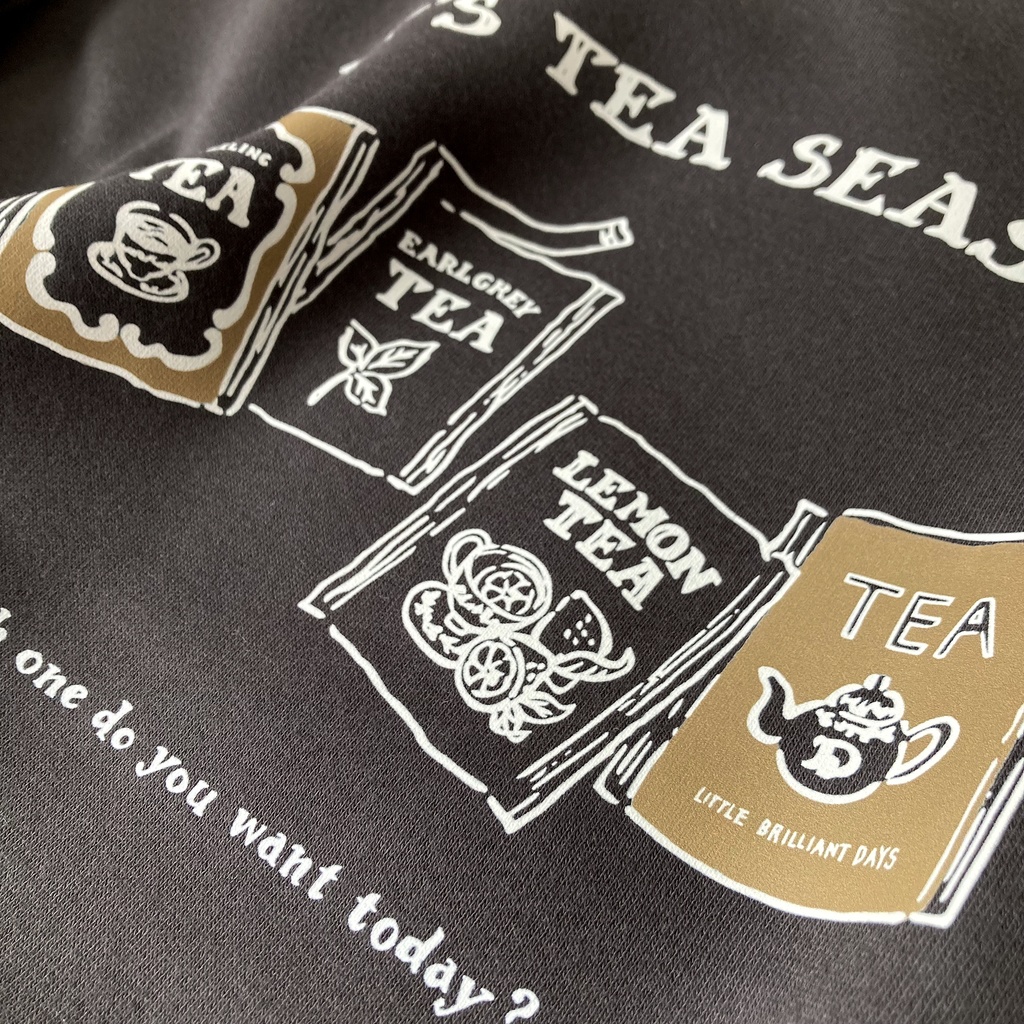 【12月中旬発送】ティーバッグ裏起毛スウェット(スモークブラック)|長袖