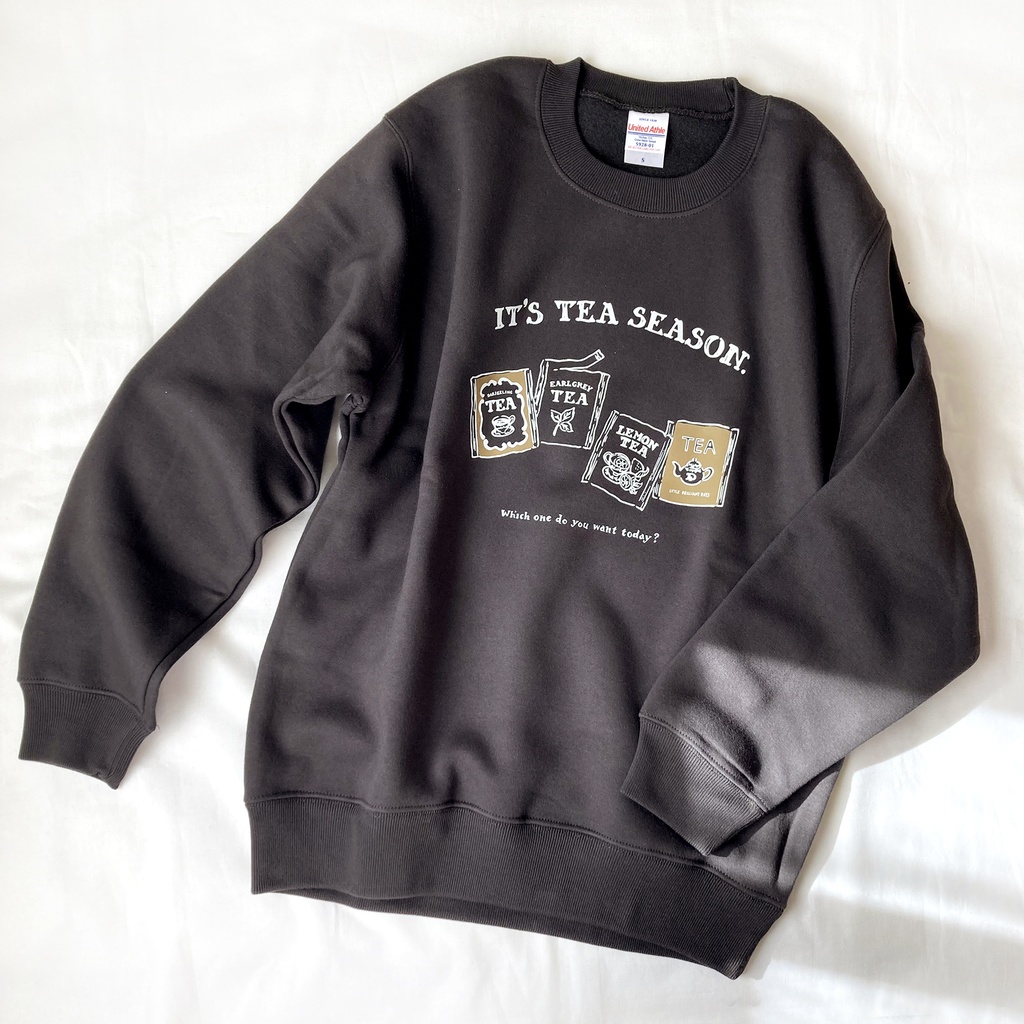 【12月中旬発送】ティーバッグ裏起毛スウェット(スモークブラック)|長袖