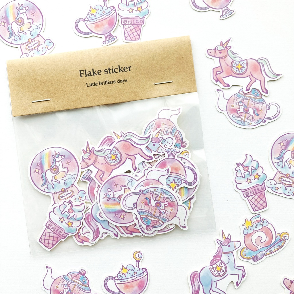 Unicornフレークシール|ユニコーン 午年【28枚入】