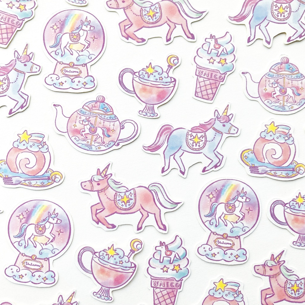 Unicornフレークシール｜ユニコーン 午年【28枚入】