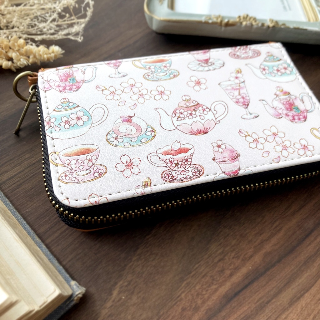 コインパスケース -SakuraTea-|春の桜ティー小さい財布(小銭&定期入れ)