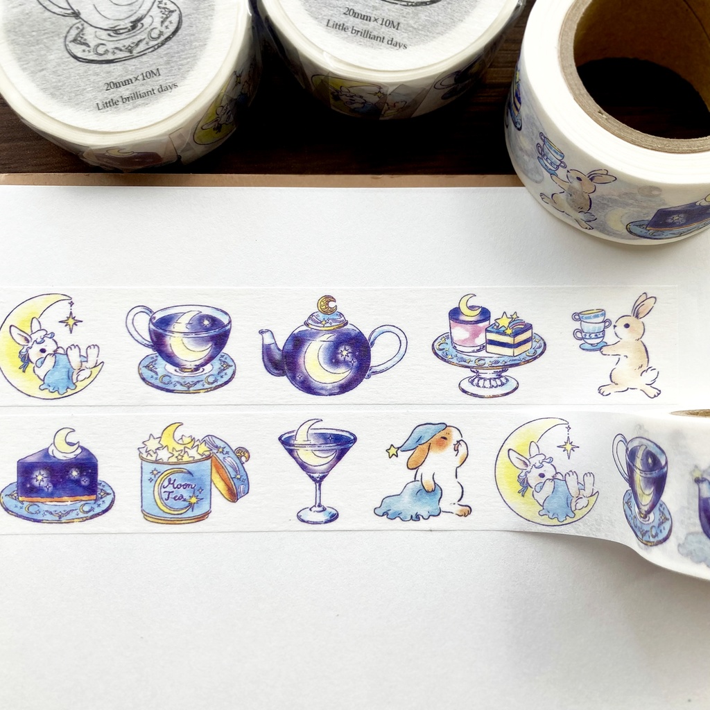 MoonTeaマスキングテープ｜夜空のお月様とうさぎ（20mm）