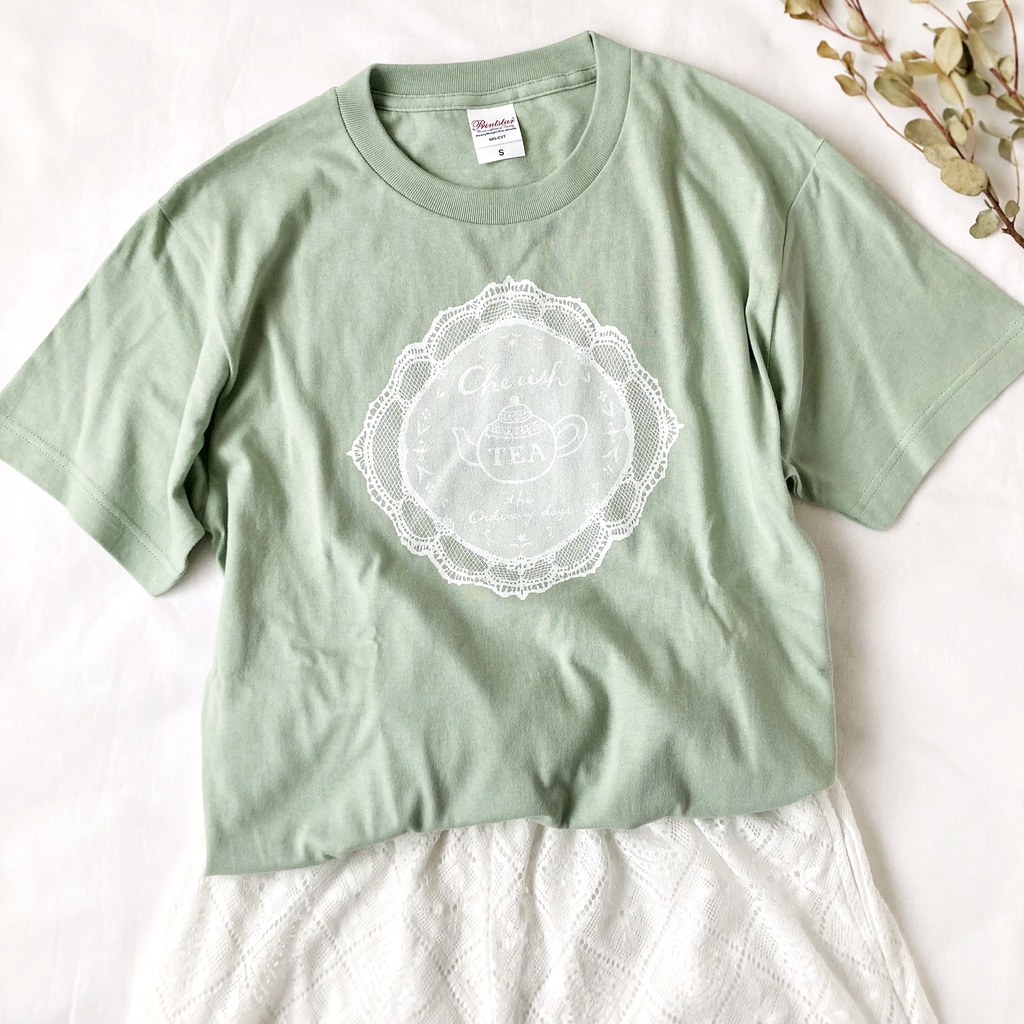 【5月下旬発送】レースTシャツ(ミント)《Tea-shirt》|紅茶