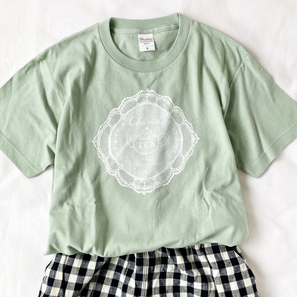 【5月下旬発送】レースTシャツ（ミント）《Tea-shirt》｜紅茶